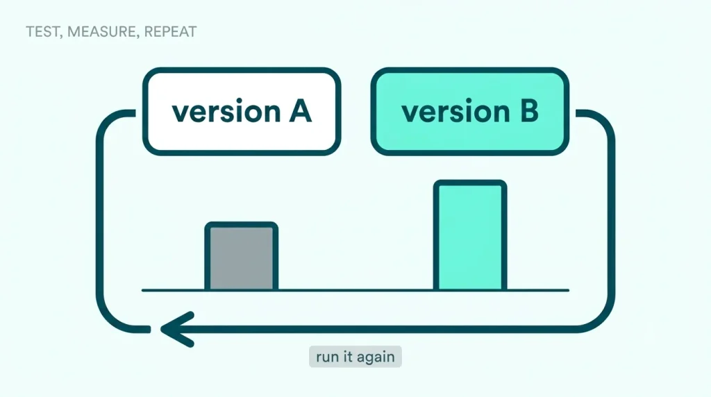 Two versions tested against each other, with the winner feeding back into the next round of testing