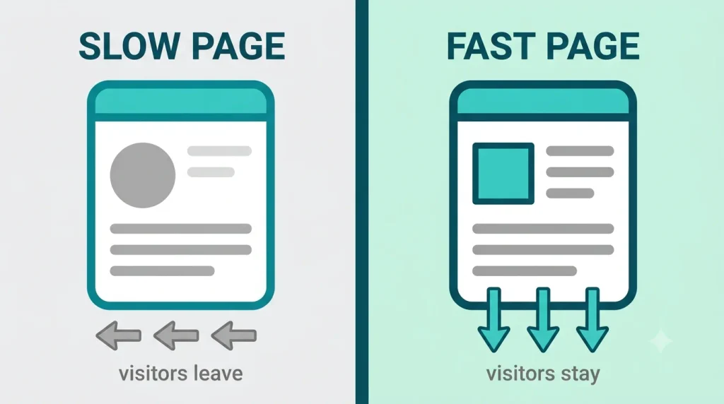 Visitors leave a slow loading page and stay on a fast one