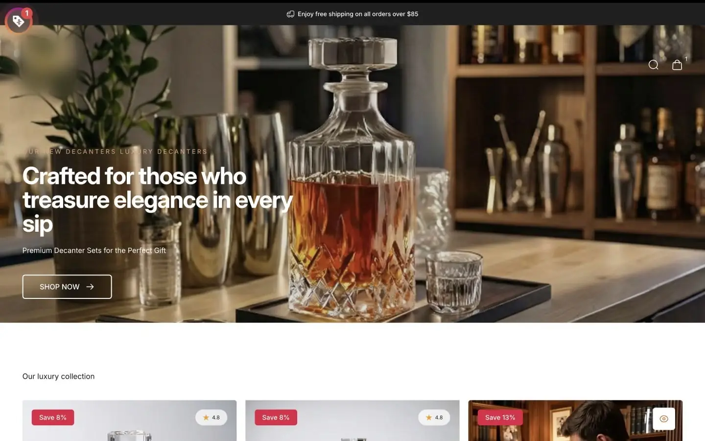 The brand's old homepage